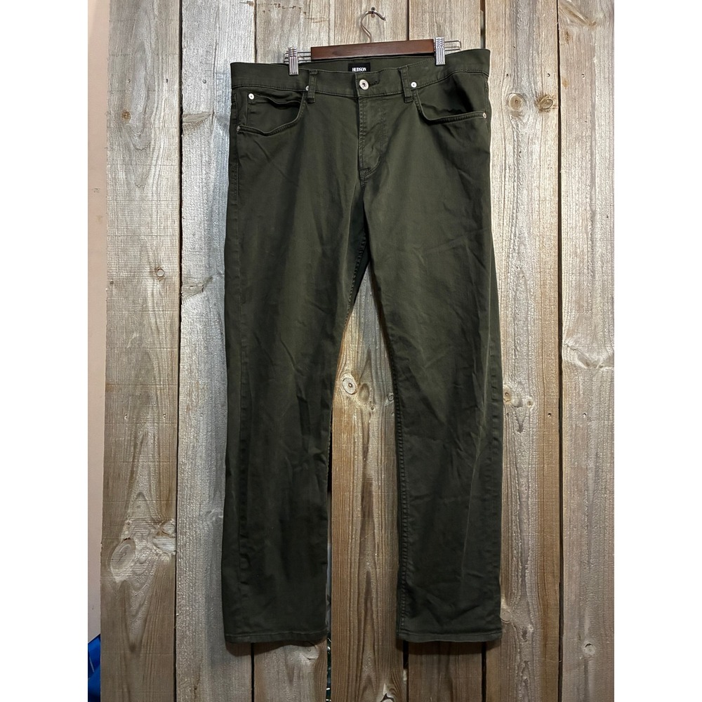 Hudson Blake Slim Straight Leg Pants Olive Green Mens 36 NM297ZZTP